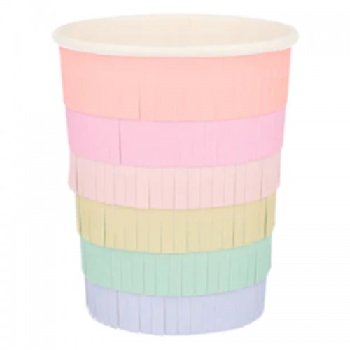 Copos Franjas Cores Pastel